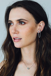 Double Cut Silver Necklace, White Rhodium, Natural Blue Topaz  + Give Joy Gift